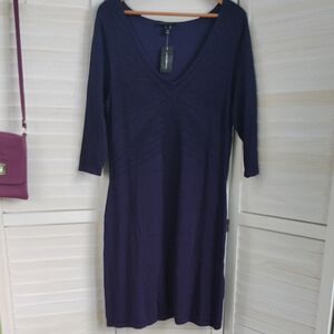 Lane Bryant Elegant 3/4 Sleeve Dress in Deep Purple
